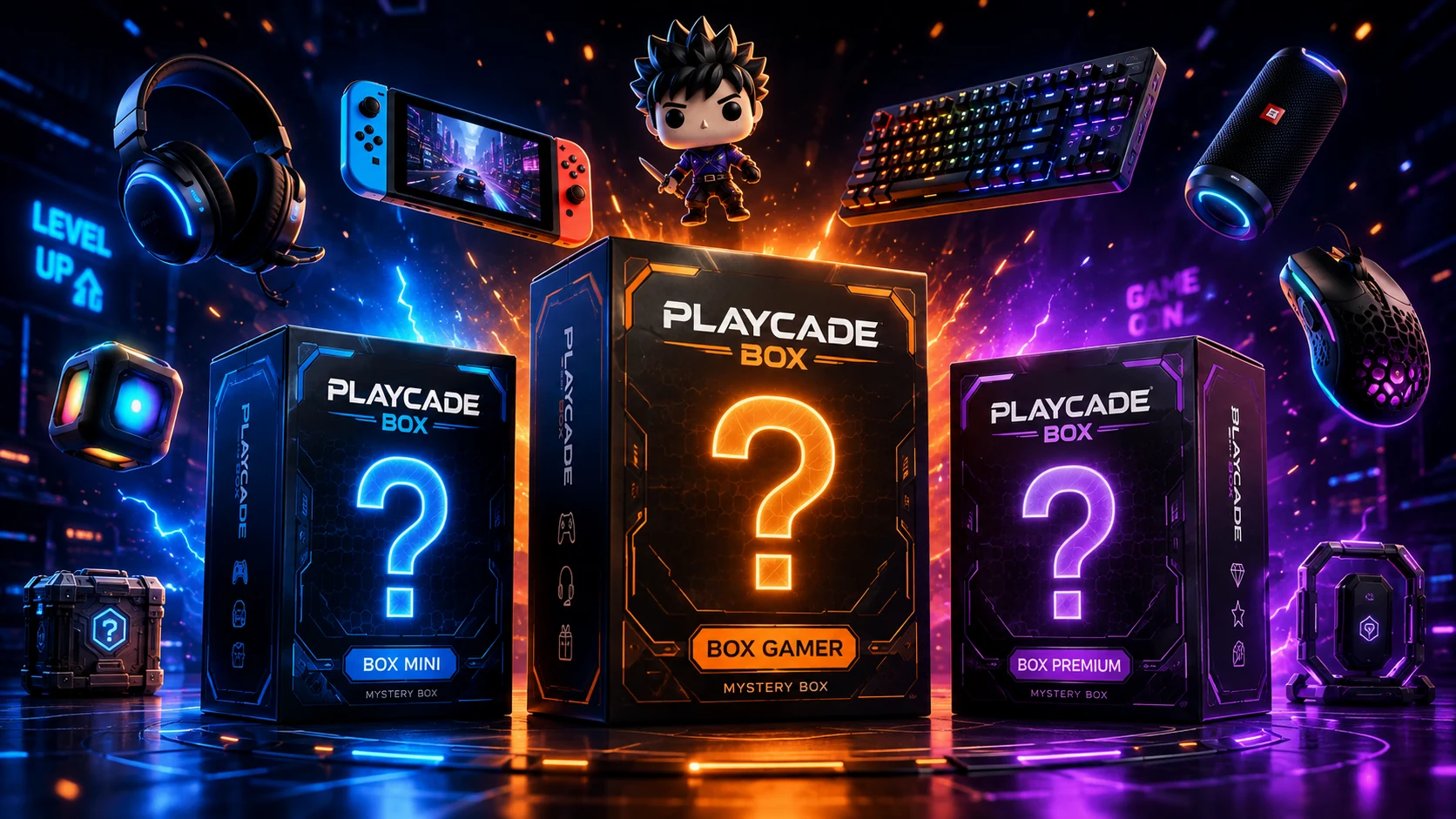 PlayCade Box Mini, Gamer e Premium com produtos gamer e tech